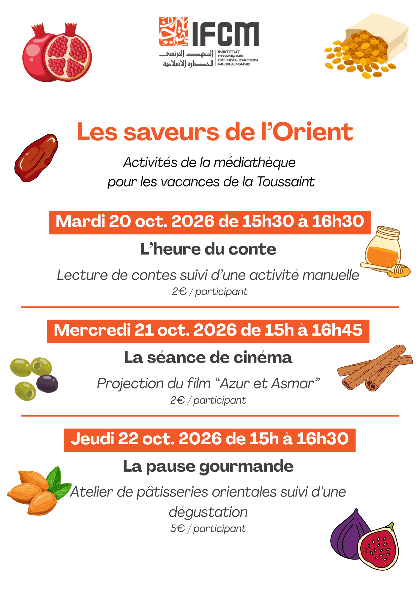 Les saveurs de l’Orient - Activités de la médiathèque pour les vacances de la Toussaint